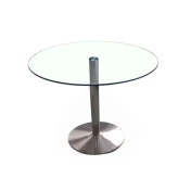 שולחן זכוכית עגול בסיס ניקל 80 ס