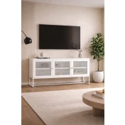 מזנון מתכת לבן בעיצוב מודרני CLAIR דלתות רשת