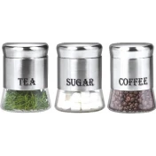 קפה תה סוכר- מארז 3 שקוף נירוסטה