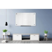 לוח מחיק מגנטי לבן 90X120 זכוכית מסגרת אלומיניום