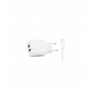 מטען קיר כבל TYPE-C כולל 2 יציאות USB