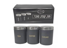 קפה תה סוכר- מארז 3 נירוסטה