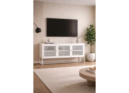 מזנון מתכת לבן בעיצוב מודרני CLAIR דלתות רשת