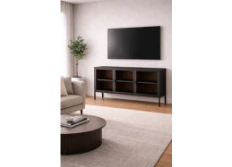 מזנון מתכת בעיצוב מודרני שחור גב עץ ESSENCE