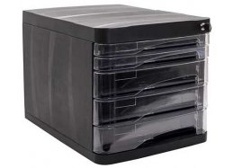 ארגז 4 מגירות שחור + מנעול