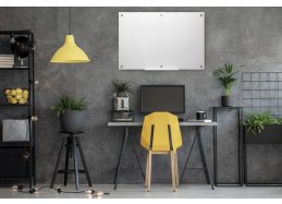 לוח מחיק מגנטי 90*60 זכוכית לבנה התקנה נסתרת Bclear