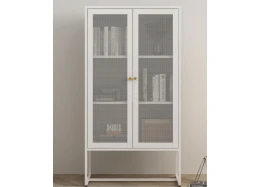 ארונית אחסון מעוצבת לבנה עם דלתות רשת ALLURE