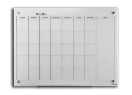 לוח תכנון חודשי  מחיק מגנטי 120*90 זכוכית צבעונית Bclear