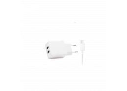 מטען קיר כבל TYPE-C כולל 2 יציאות USB