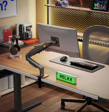 זרוע שולחנית דו מפרקית ארגונומית למסך מחשב עד 30″ דגם F80