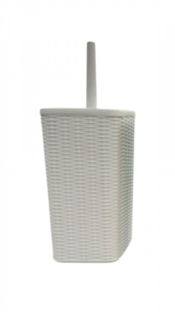 מברשת אסלה לשירותים ראטן לבן מלבני