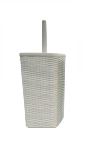 מברשת אסלה לשירותים ראטן לבן מלבני