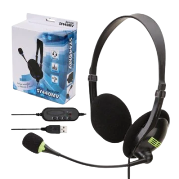 אוזניות קשת +מיקרופון חיבור USB SY440MV אוזניות קשת +מיקרופון חיבור USB SY440MV