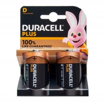 זוג סוללות D מתוצרת DURACELL  אלקליין 