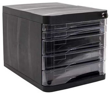 ארגז 4 מגירות שחור + מנעול