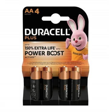 סט 4 סוללות AA מתוצרת DURACELL אלקליין