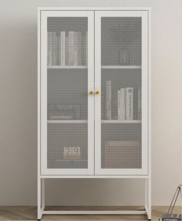 ארונית אחסון מעוצבת לבנה עם דלתות רשת ALLURE