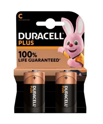 זוג  סוללות C מתוצרת DURACELL אלקליין