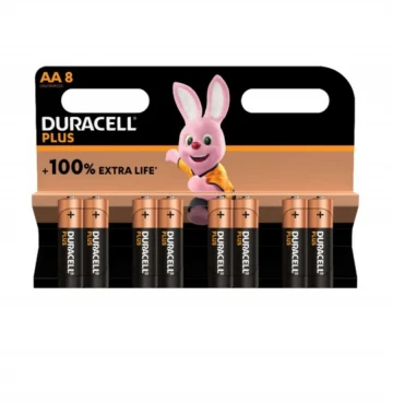 סט 8 סוללות AA מתוצרת DURACELL אלקליין