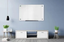 לוח מחיק מגנטי לבן 90X120 זכוכית מסגרת אלומיניום
