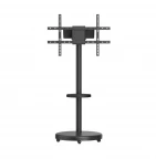 מעמד לטלוויזיה מעוצב עם גלגלים, מדף ותופסן אחסון למסכים עד 86״ דגם AL-70