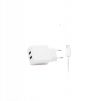 מטען קיר כבל TYPE-C כולל 2 יציאות USB